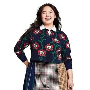 Rowing Blazers X Target Women's Rugby Shirt 2XL Blue Floral Academia Sustainable